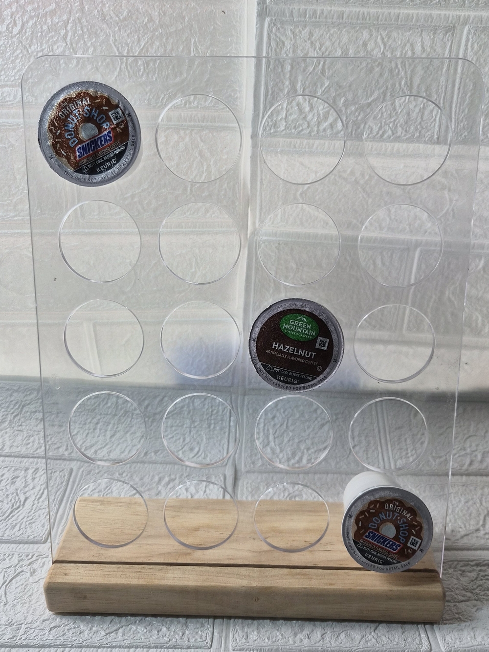 IKEA Clear Acrylic K-Cup Coffee Pod Organizer with Wood Base